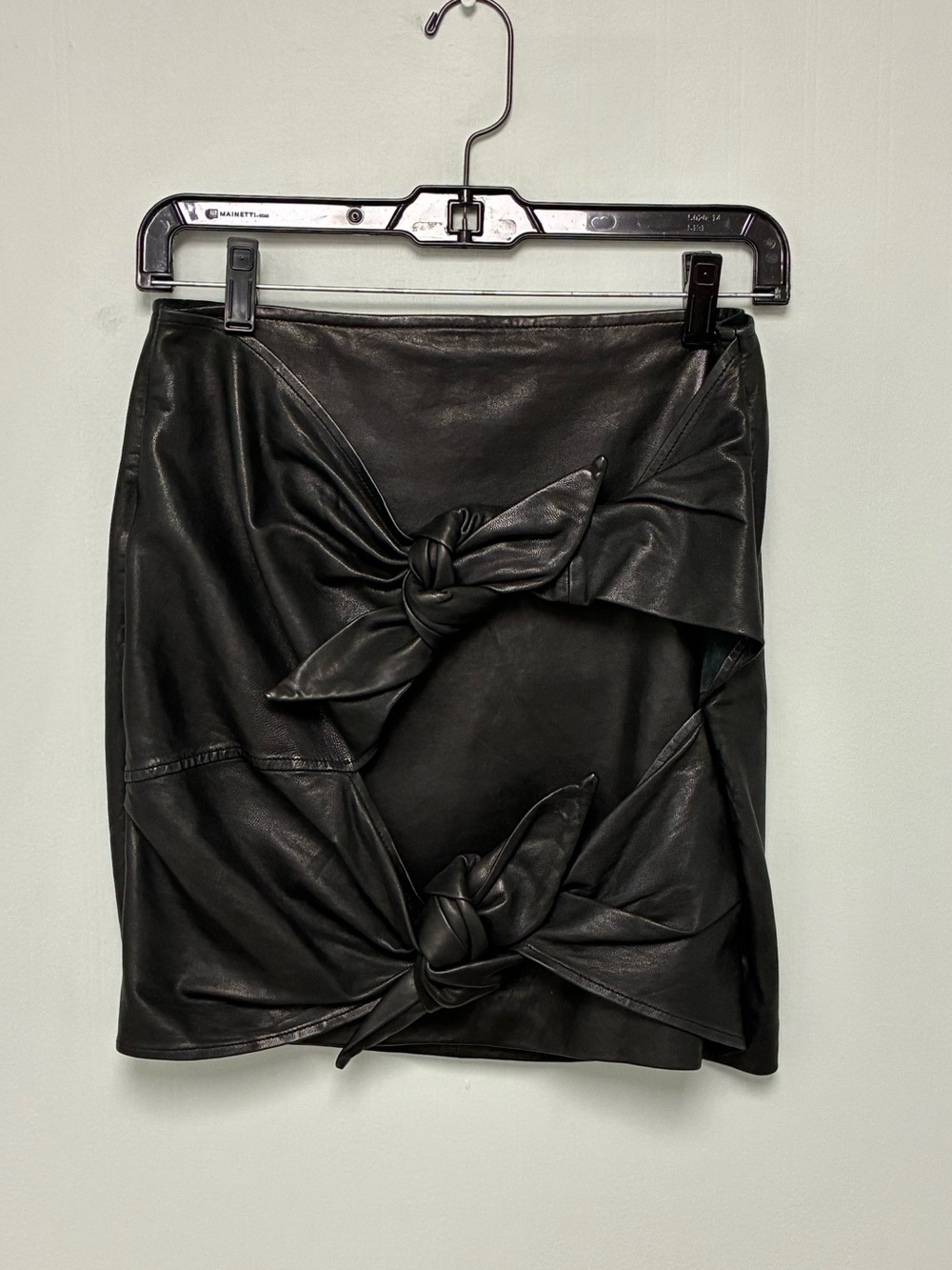 Isabel Marant Étoile black leather mini skirt with bow detail Size 36